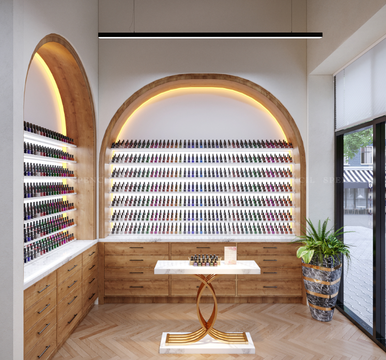 Elegant nail polish display and manicure station